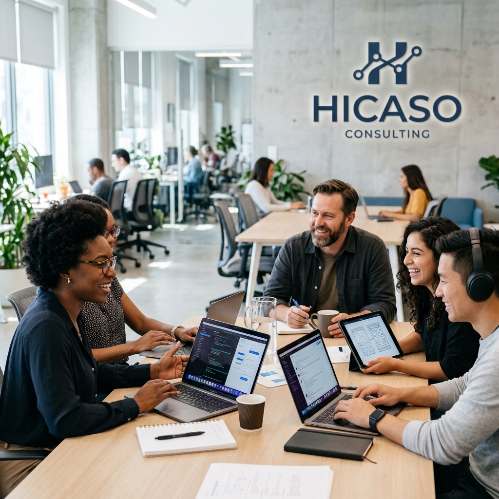 Hicaso Team collaborating in office
